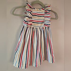 A.T.U.N. Girl's Multi-Stripe Ruffle Sleeve Cotton Dress - Size 4-5Y